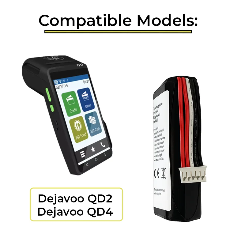 Batterie de remplacement 2600mAh pour terminaux de point de vente Dejavoo QD2 QD4