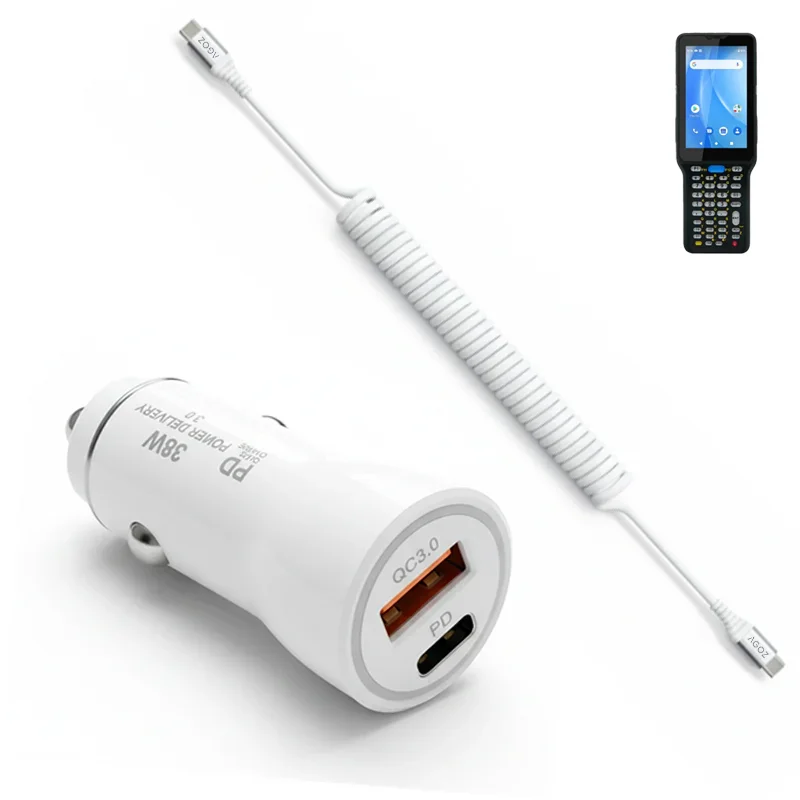 Kit de chargeur véhicule Unitech Mobile Computer 38W avec câble USB-C en spirale | Agoz