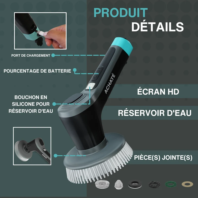 Achaté Brosse de nettoyage électrique