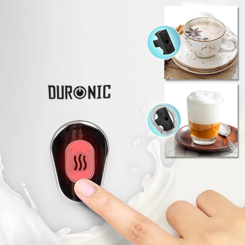 Duronic MF130 Mousseur à Lait électrique automatique 550W | Pour café cappuccino latte chocolat chaud thé | Mousse chaude ou froide et lait chaud | Capacité 240 ml | Pot en inox