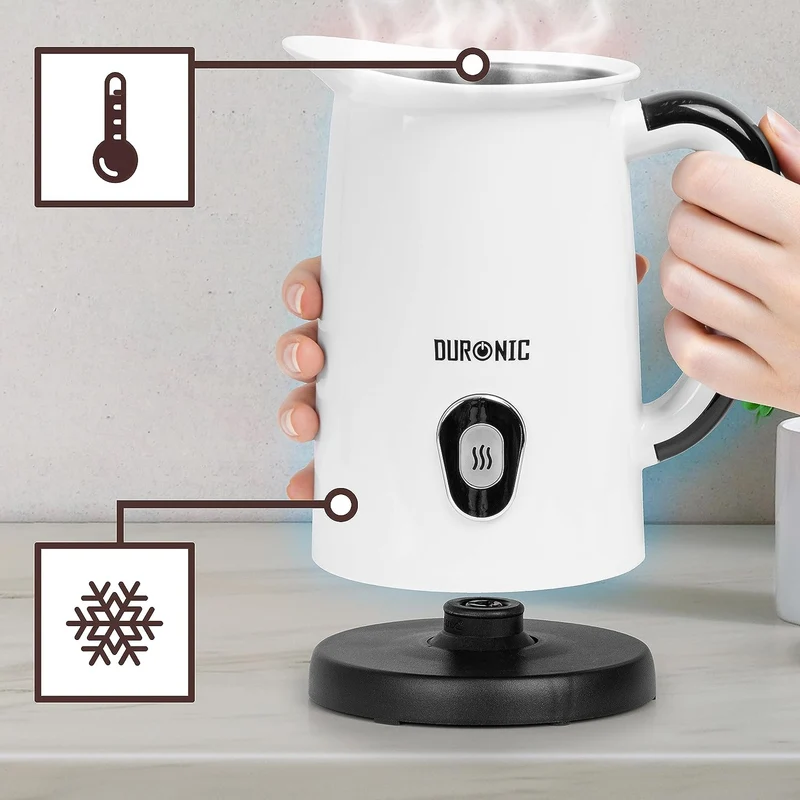 Duronic MF130 Mousseur à Lait électrique automatique 550W | Pour café cappuccino latte chocolat chaud thé | Mousse chaude ou froide et lait chaud | Capacité 240 ml | Pot en inox
