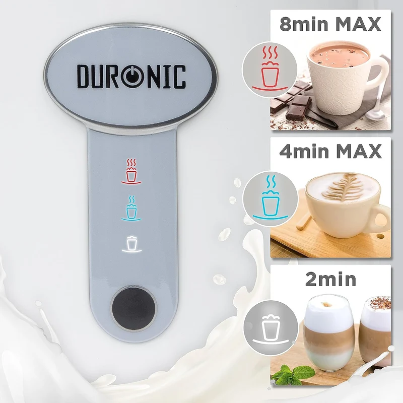 Duronic MF500 WE Mousseur à Lait électrique automatique 550W | Pour café cappuccino latte chocolat chaud thé | Mousse chaude ou froide et lait chaud | Capacité 500 ml | Pot en inox