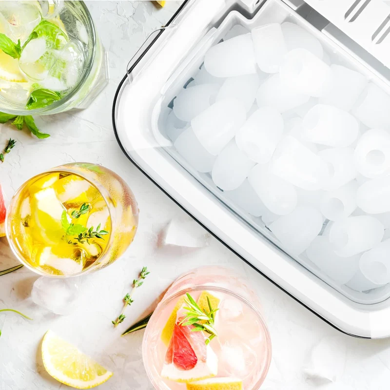 Duronic ICM12 BK Machine à glaçons automatique 120W | 8 cubes en 6 à 8 minutes | Panier de 1 litre et pelle à glace | Réservoir de 1 litre | Glace pour boissons fraiches cocktails fêtes
