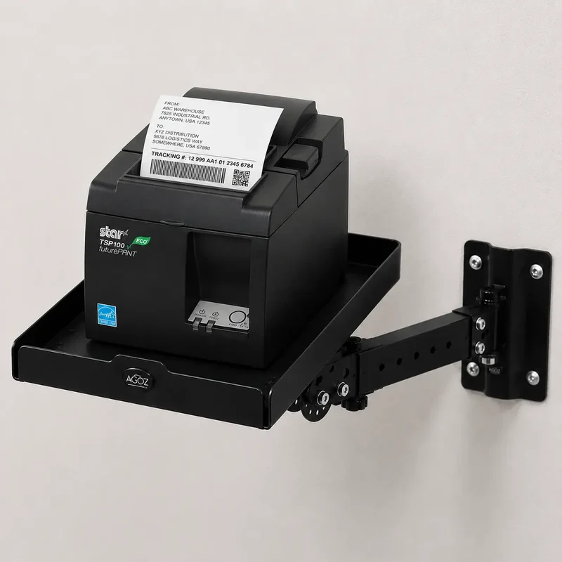 Plateau à bras pivotant en acier inoxydable pour imprimante d'étiquettes Star Micronics