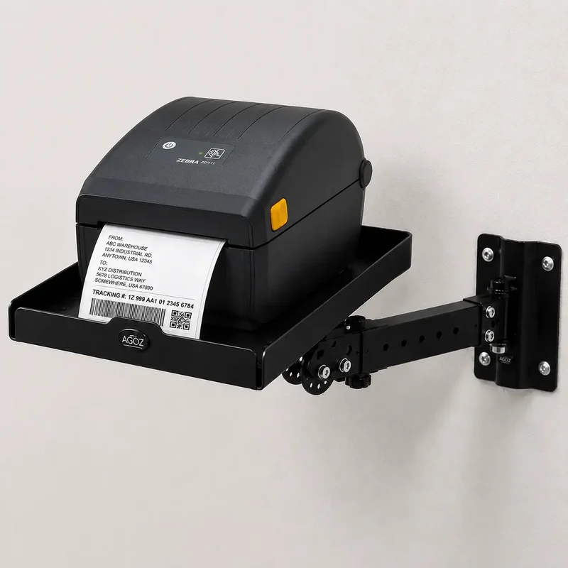 Étagère murale pour imprimante thermique directe Zebra ZD621 en acier inoxydable
