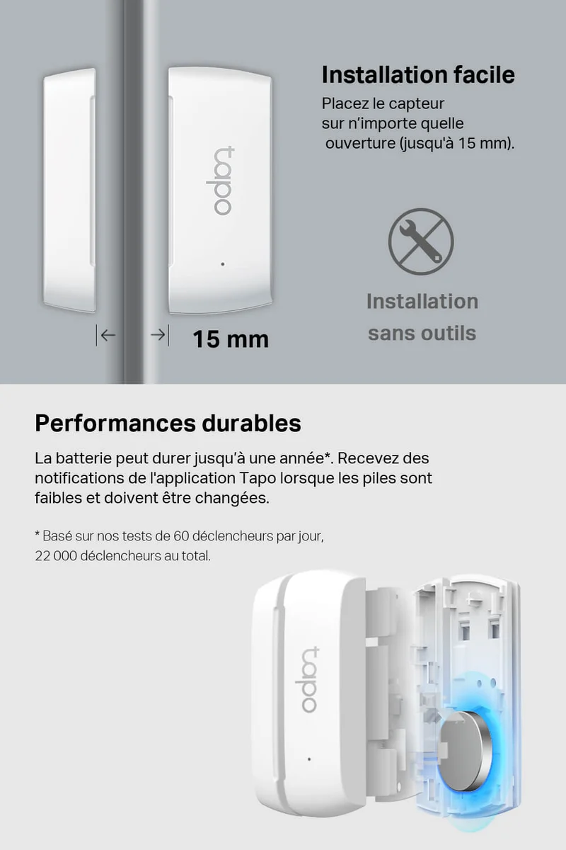 Détecteur d’Ouverture/Fermeture Connecté de Portes et Fenêtres - Tapo T110