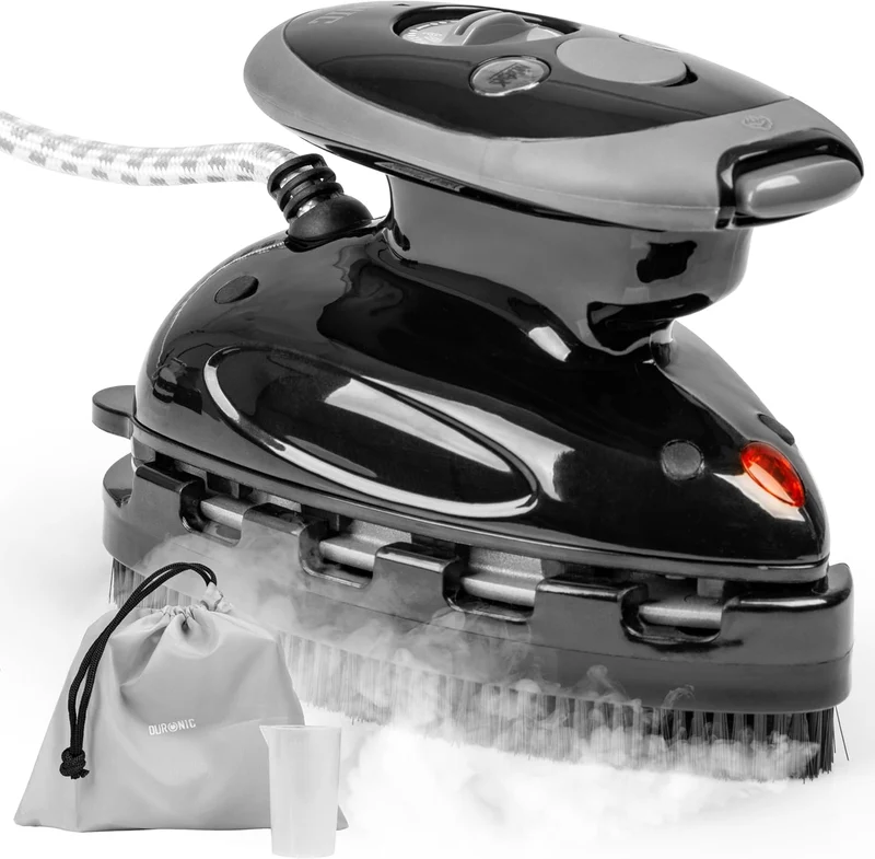 Duronic SI2 BK Fer à Repasser à Vapeur de Voyage 375W Léger et Compact 762g Semelle antiadhésive Réservoir de 50 ml avec Brosse et Pochette de Transport