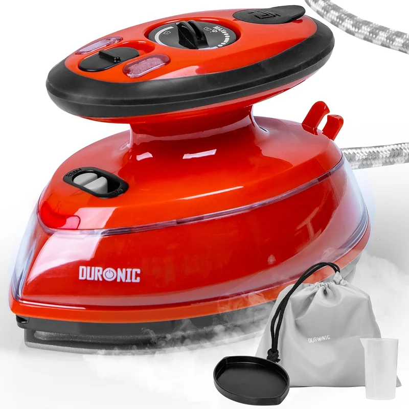 Duronic SI3 RD Fer à repasser à vapeur de voyage 400W Léger et compact 495g Idéal pour les déplacements Convient pour crafts et patchworks Accessoires inclus
