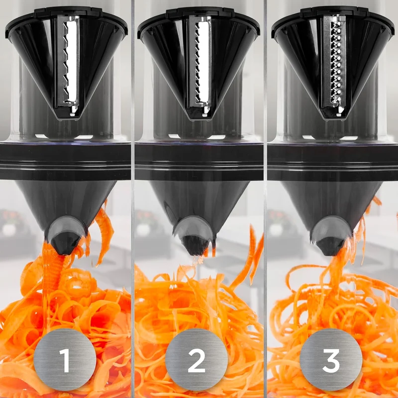 Duronic HBS35 Spiraliseur Coupe légumes compatible avec Mixeur plongeant HB35B ou HB35C de Duronic | Découpe les légumes et fruits en spirales épaisses moyennes ou fines | 3 cônes lames disponibles