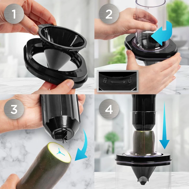 Duronic HBS35 Spiraliseur Coupe légumes compatible avec Mixeur plongeant HB35B ou HB35C de Duronic | Découpe les légumes et fruits en spirales épaisses moyennes ou fines | 3 cônes lames disponibles