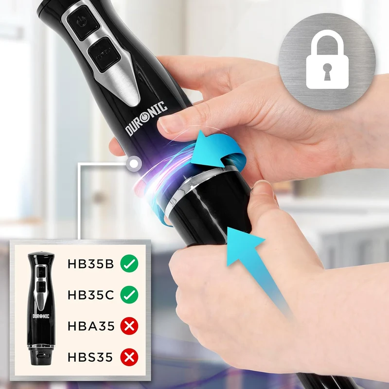 Duronic HBA35 Accessoires pour Mixeur plongeant HB35B ou HB35C de Duronic | Fouet Hachoir Presse-Purée | Découper Mixer Hacher Fouetter les Ingrédients | Idéal pour Pâtisserie Purée Légumes Fruits