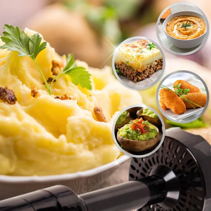Duronic HBA35 Accessoires pour Mixeur plongeant HB35B ou HB35C de Duronic | Fouet Hachoir Presse-Purée | Découper Mixer Hacher Fouetter les Ingrédients | Idéal pour Pâtisserie Purée Légumes Fruits
