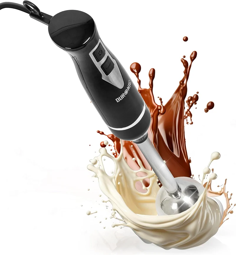 Duronic HB35C Mixeur plongeant à main 350W | 2 Réglages de Vitesses | 2 lames en acier inoxydable | 2 cruches de 600 ml | Résiste à la chaleur | Idéal pour Pâtisserie Smoothie Purée Fruits Légumes
