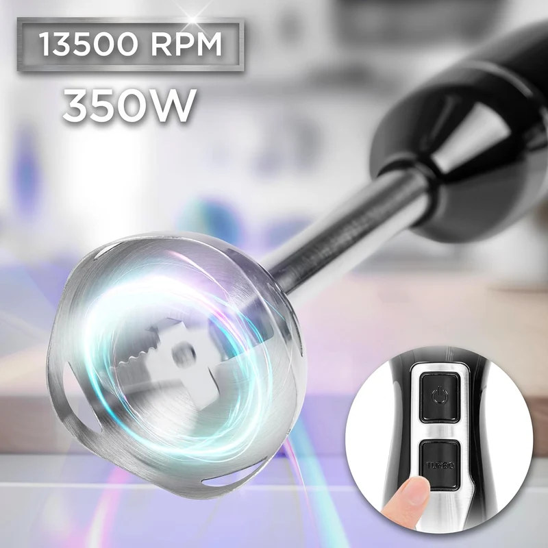 Duronic HB35B Mixeur plongeant à main 350W | 2 Réglages de Vitesses | 2 lames en acier inoxydable | Axe en inox | Résiste à la chaleur | Idéal pour Pâtisserie Smoothie Glaçage Purée Fruits Légumes