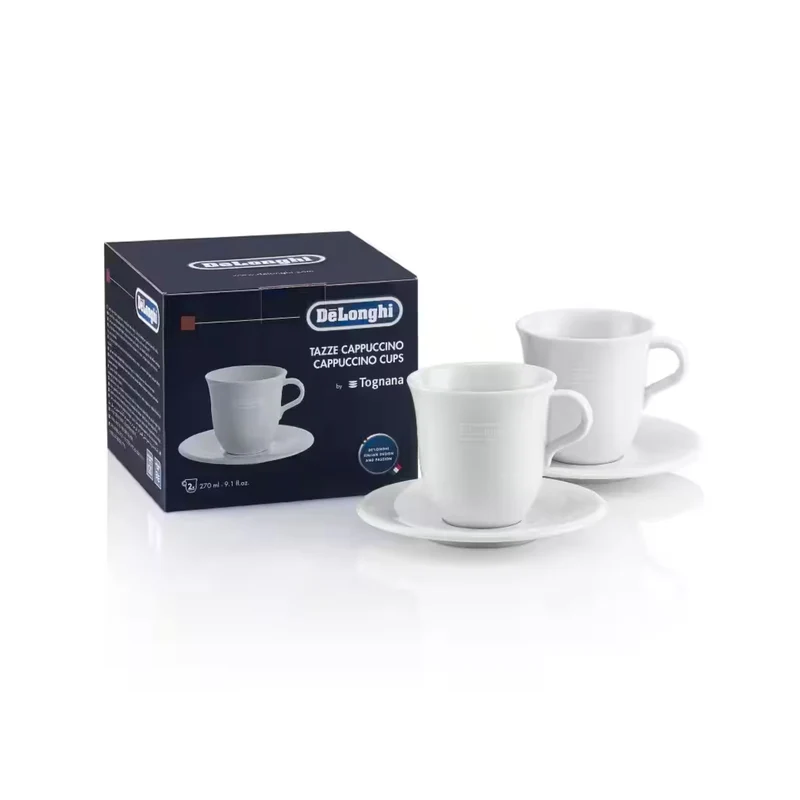 Tognana Italian Cappuccino Cups & Saucers, Porcelain, Set of 2, 9 oz