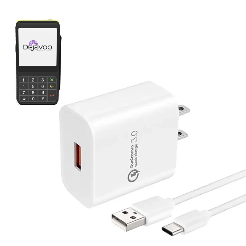 Chargeur mural et câble USB-C pour terminal de point de vente Dejavoo P17