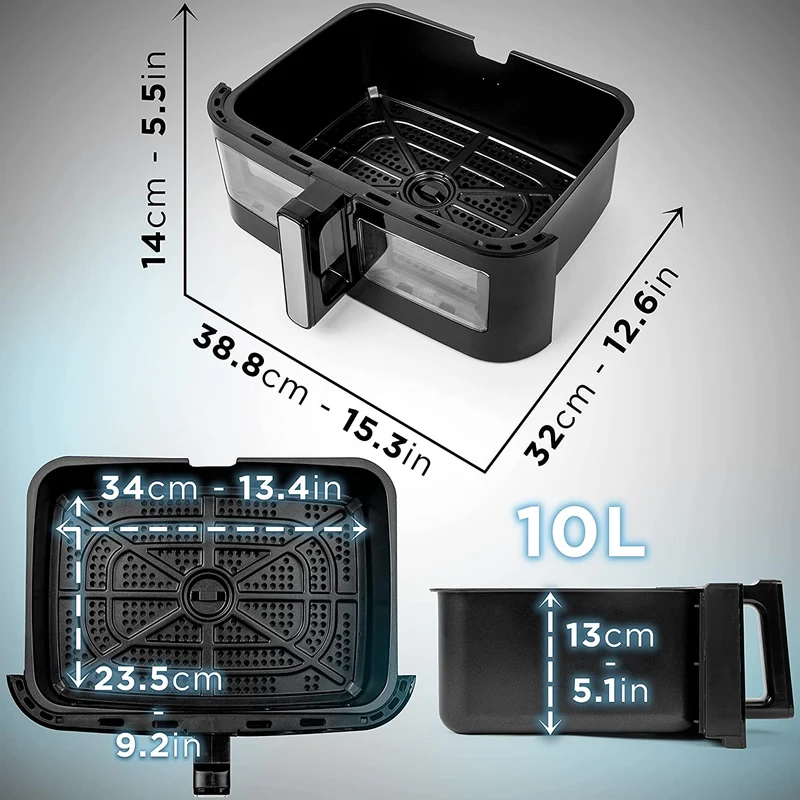 Duronic AFD1 BK Grand Panier de Cuisson de 10 Litres pour Friteuse à air AF24 de Duronic Tiroir de Cuisson A utiliser avec la Fonction Sync Cook Compatible uniquement avec AF24 et AF34 de Duronic