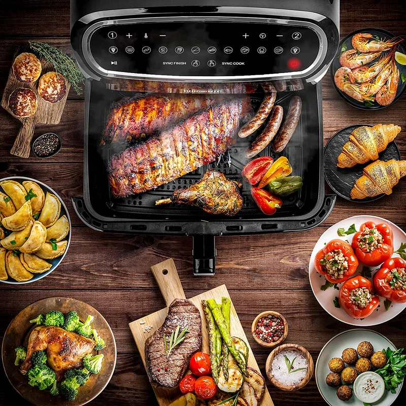 Duronic AFD1 BK Grand Panier de Cuisson de 10 Litres pour Friteuse à air AF24 de Duronic Tiroir de Cuisson A utiliser avec la Fonction Sync Cook Compatible uniquement avec AF24 et AF34 de Duronic