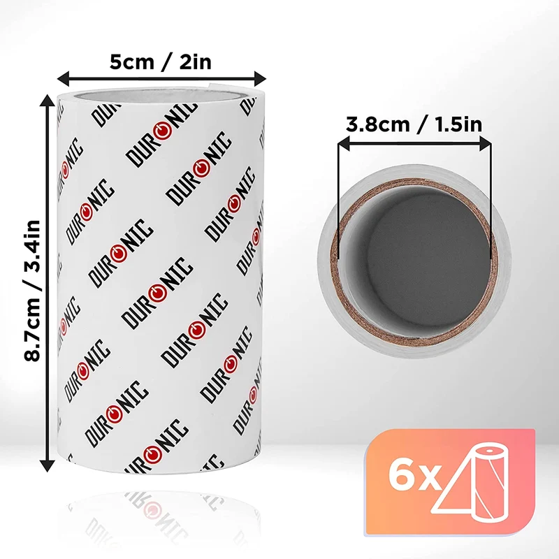 Duronic ROLL6 Set de 6 Rouleaux adhésifs pour Rouleaux ramasse poils | Anti peluches | Pour les Vêtements Poils d'Animaux Tissus d'Ameublement