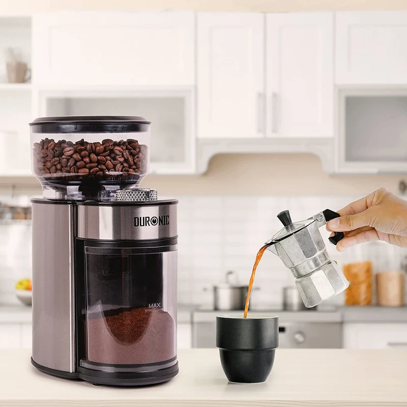 Duronic BG200 Moulin à Café électrique de 200W | 35 Réglages de Moulure différents | Capacité de 200 g | Acier Inoxydable | Jusqu'à 12 Tasses