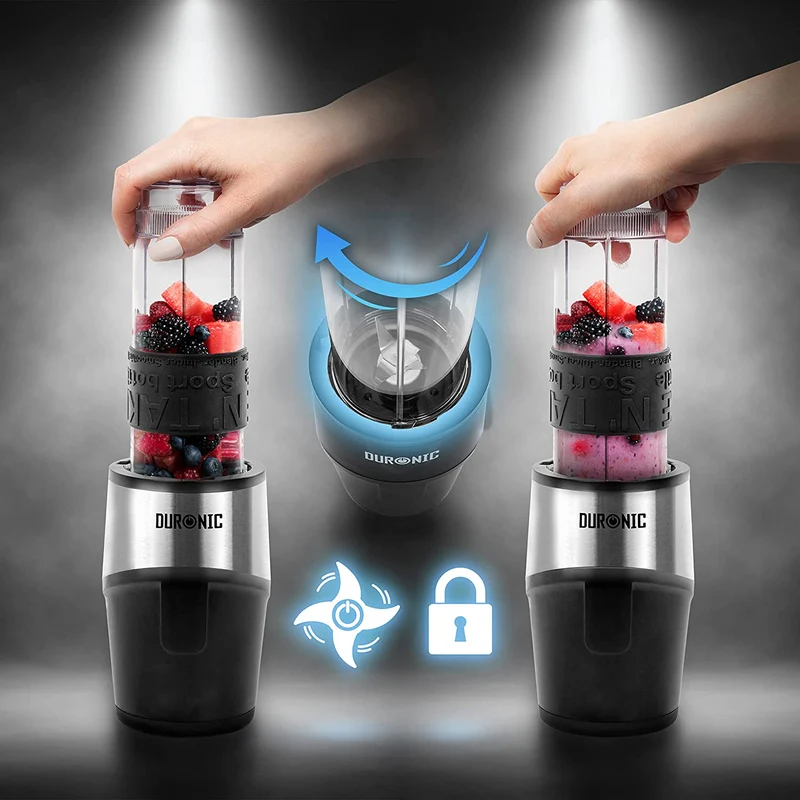 Duronic BL520 Mini Blender 500W | 570 et 400 ml | Sans BPA | Pour Smoothies Shakes protéinés Nourriture pour bébé Jus de fruits ou légumes Milkshakes Cocktails Sauces Purées