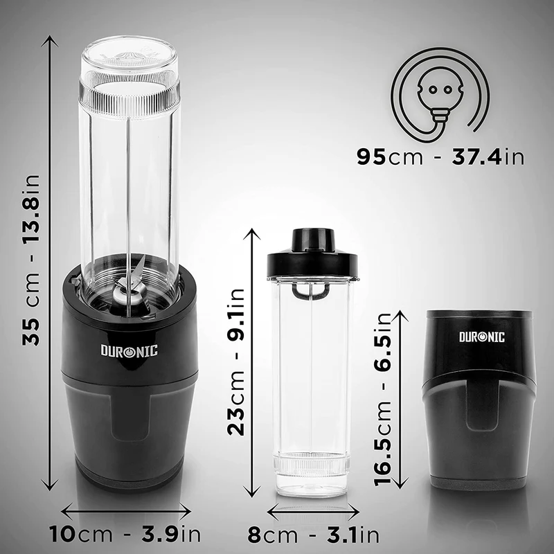 Duronic BL510 Mini Blender 500W | 570 ml | Sans BPA | Pour Smoothies Shakes protéinés Nourriture pour bébé Jus de fruits ou légumes Milkshakes Cocktails Sauces Purées