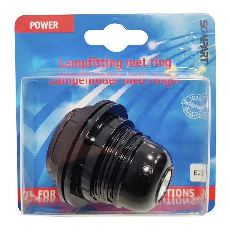 SCANPART - Base d’ampoule noire E27 avec anneau