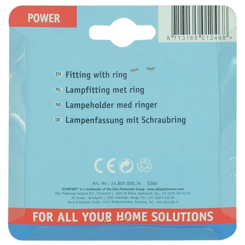 SCANPART - base d’ampoule E27 blanche avec anneau