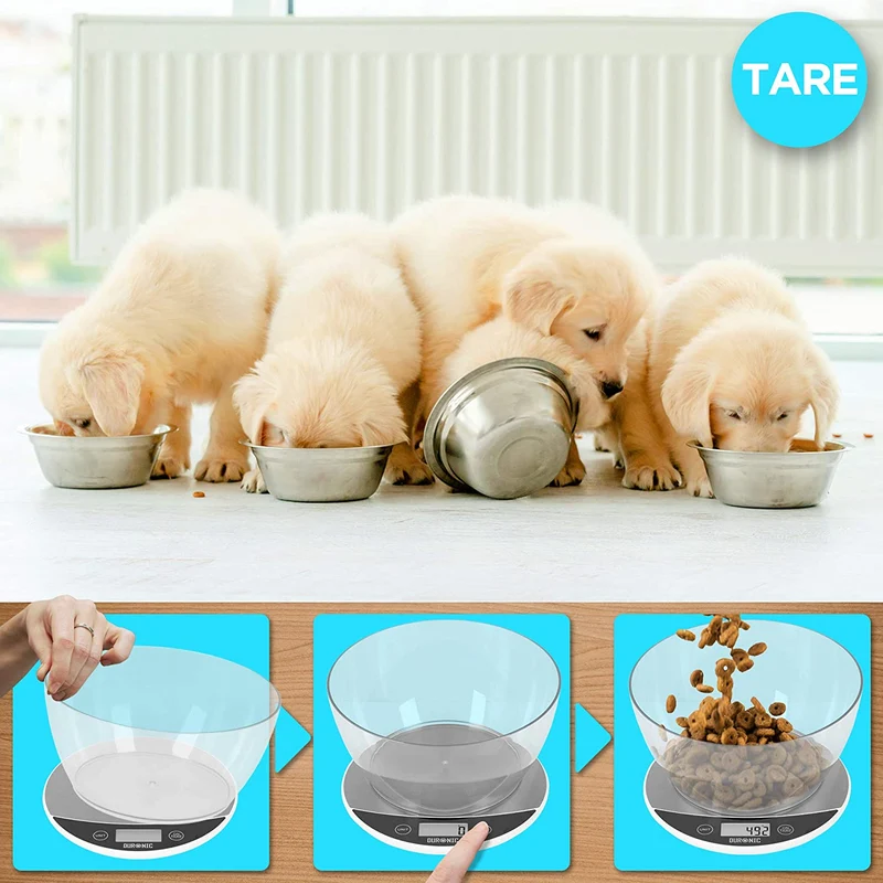 Duronic KS3000 Balance de cuisine | Capacité de 5 kg | Bol de 2L inclus | Affichage digital | Fonction d’ajout de poids | Précision à 1g