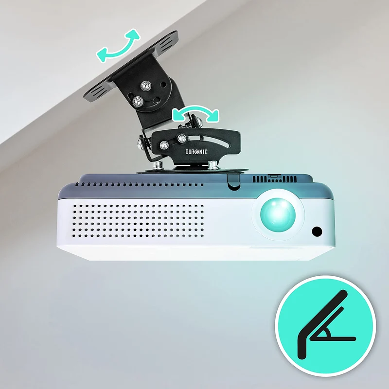 Duronic PB03XB Support pour Vidéoprojecteur Plafond Rotatif 360° Inclinable 30° Pivotant 20° Charge maximale de 13,6 kg Idéal pour Home Cinema présentations conférences