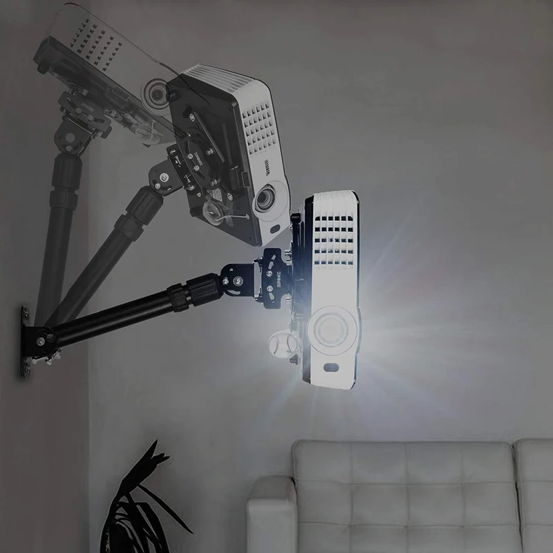 Duronic PB04XL Support pour Vidéoprojecteur Plafond Rotatif 360° Inclinable 30° et Pivotable 20° Charge maximale de 13,6 kg Bras Extensible Idéal pour Home Cinema présentations conférences