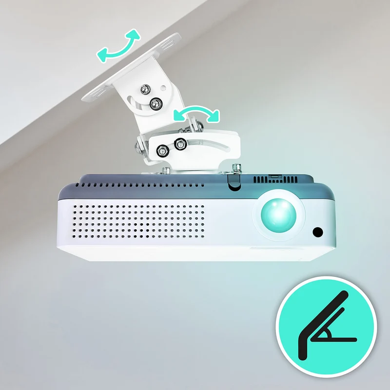 Duronic PB05XB Support pour Vidéoprojecteur Plafond Rotatif 360° Inclinable 30° et Pivotable 20° Charge maximale 13,6 kg Idéal pour Home Cinema présentations conférences