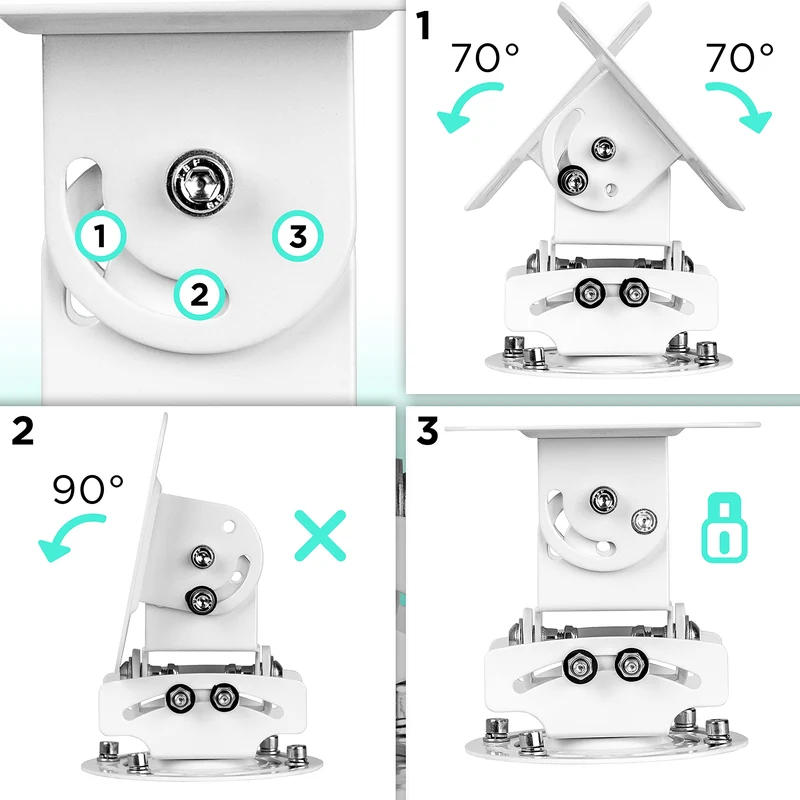Duronic PB05XB Support pour Vidéoprojecteur Plafond Rotatif 360° Inclinable 30° et Pivotable 20° Charge maximale 13,6 kg Idéal pour Home Cinema présentations conférences