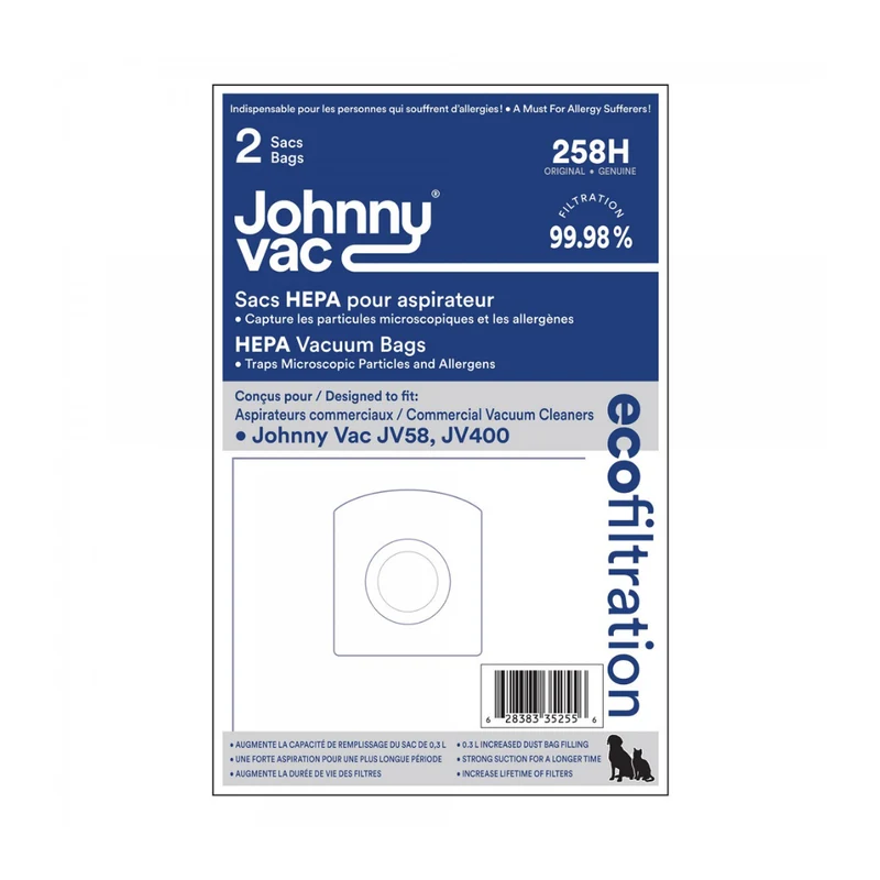 HEPA Microfilter Bags for Johnny Vac JV400 & JV58
