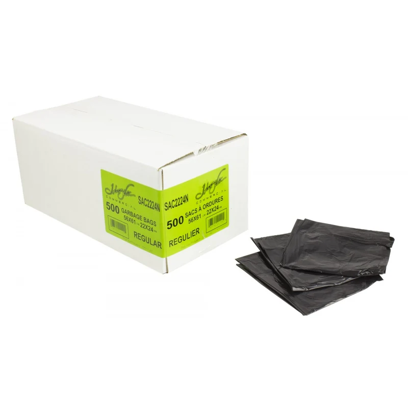 Commercial Garbage Bags – Regular – 22" x 24" – Black – Box of 500