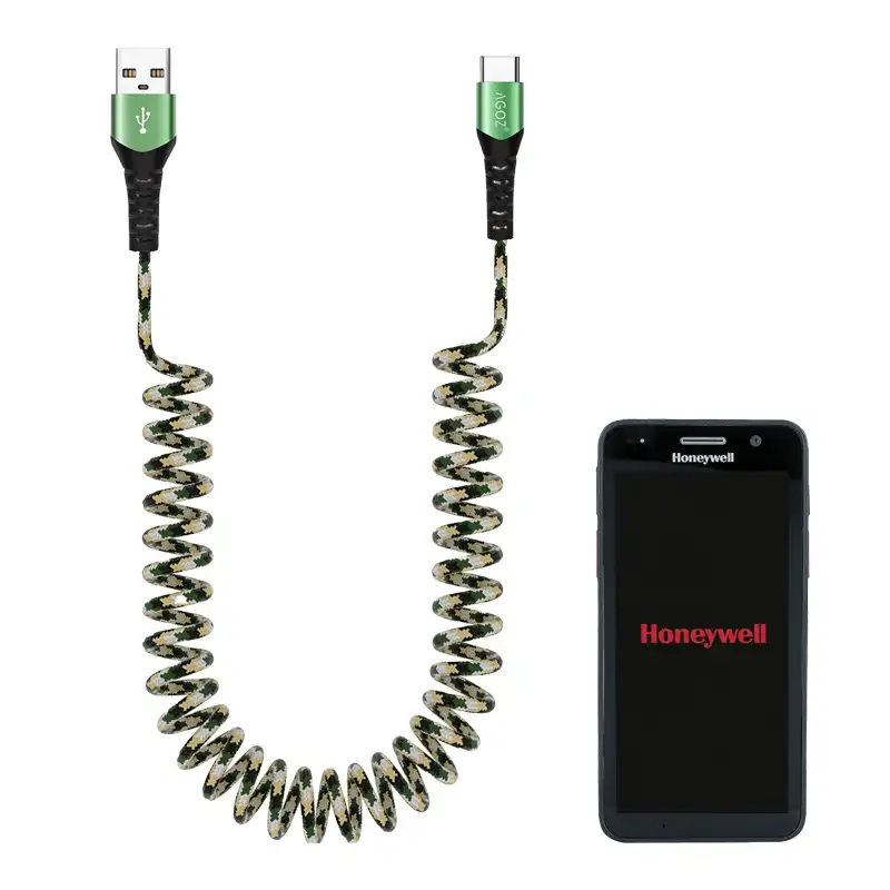 Câble de charge en spirale USB-C pour scanner Honeywell destiné aux stations partagées | Agoz