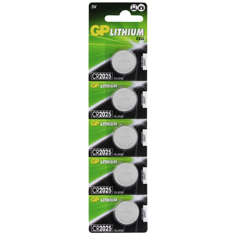 GP Lithium CR2025 - Multipack - 5 Pièces - 3 V - 160 mAh - Cellule bouton