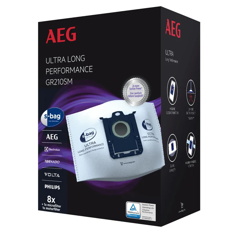 AEG GR210SM | S-BAG - 8 Sacs d´aspirateur - 1 Microfiltre - 1 Filtre Moteur