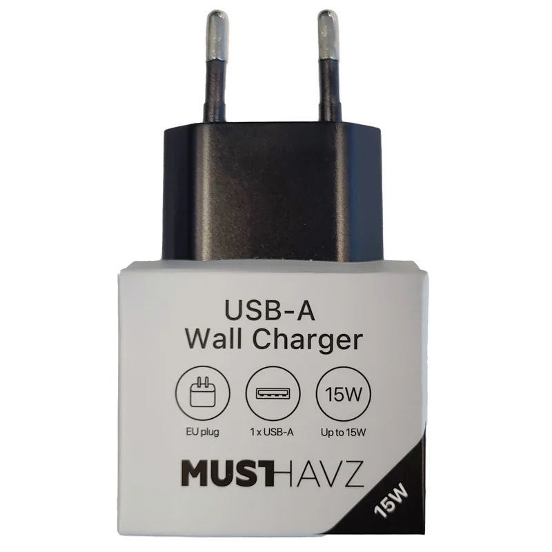 MUSTHAVZ - Chargeur - USB-A - 15 W - Noir