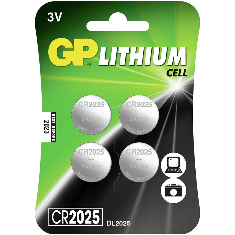 GP Lithium CR2025 - Multipack - 4 Pièces - 3 V - 160 mAh - Cellule bouton