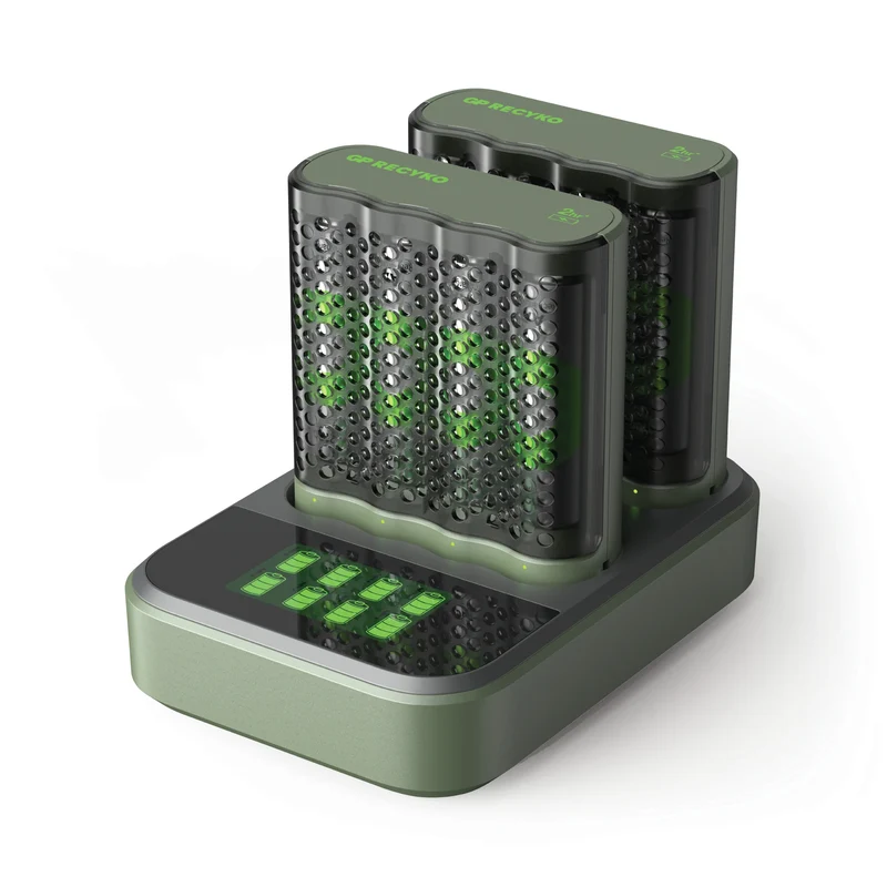 GP NiMH - Recyko - Fast Charger Dock USB AA | HR6 - Multipack - 8 Pièces + Chargeur + USB Câble - 1.2 V - 2600 mAh - Rechargeable Batterie