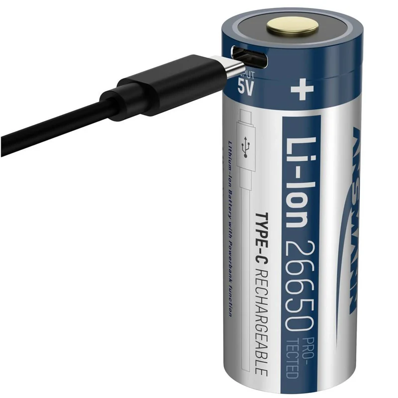 ANSMANN Li-Ion - USB-C 26650 - 3.6 V - 5100 mAh - Rechargeable Batterie