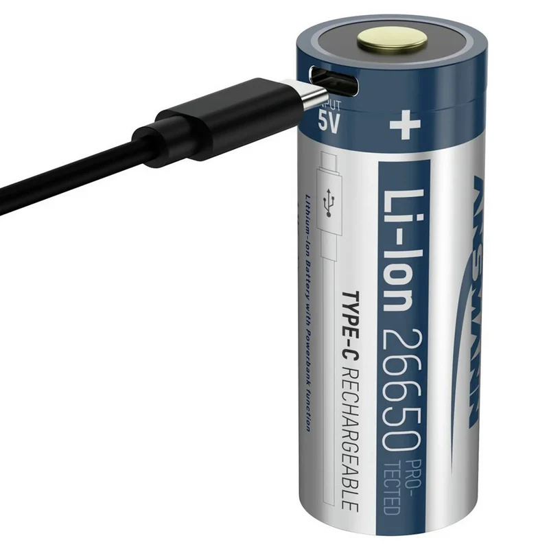 ANSMANN Li-Ion - USB-C 26650 - 3.6 V - 5100 mAh - Rechargeable Batterie