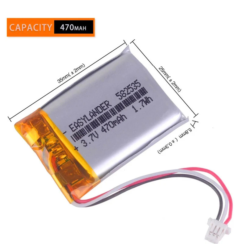 2pcs 552535 582535 602535 3.7V 470mAh lithium polymer battery for SP5 Papago DVR MiVue 366 368 358 358P 658P HP F210 HP F310