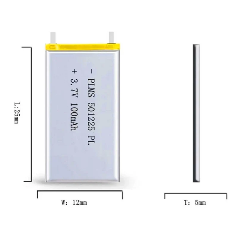 501225 3.7V 100mAh lipo battery for digital products