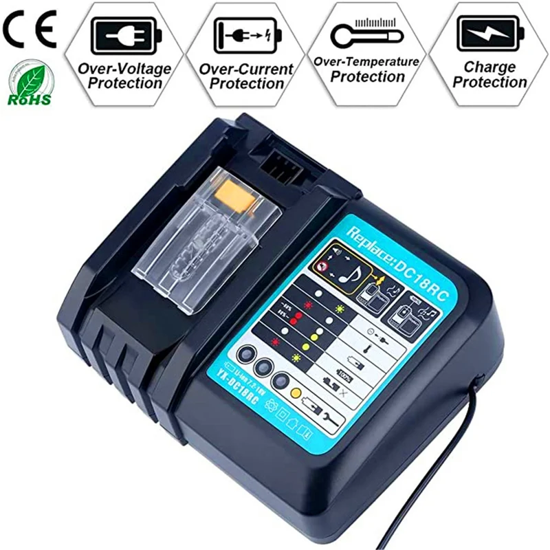 charger DC18RC quick charger with LED screen for 14.4 V and 18 V battery charger