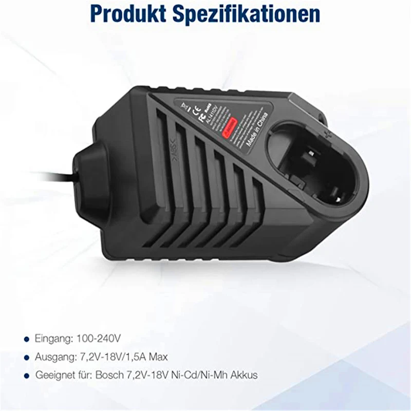 Improved charger 7.2V - 18V battery GSR7.2 GSR9.6 GSR12 GSR14.4 BAT038 BAT048
