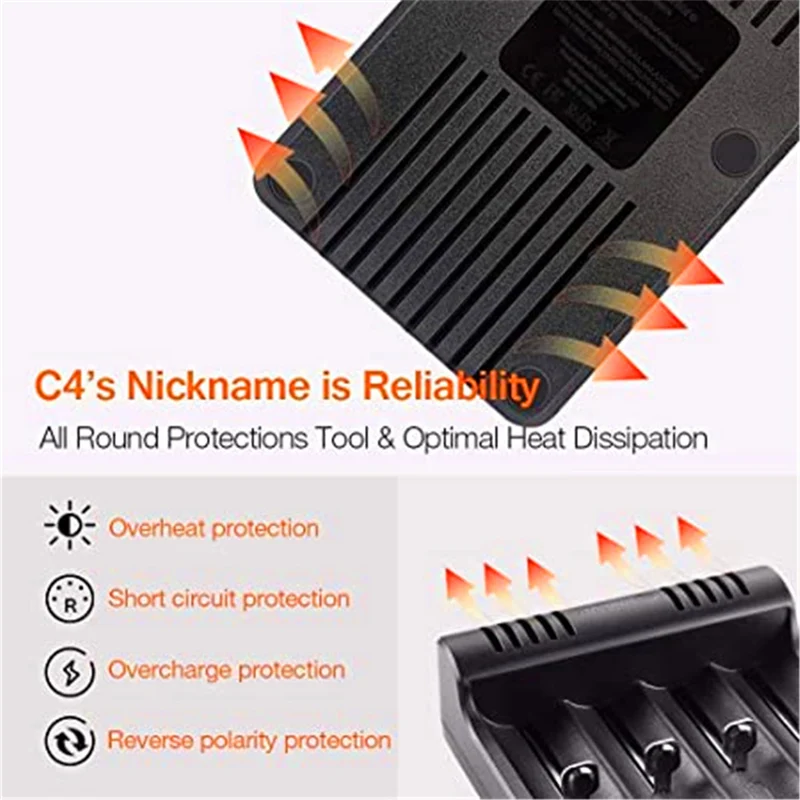 18650 charger Battery charger 4 slots LCD display USB devices for rechargeable batteries Li-ion NI-MH NI-Cd A AA AAA