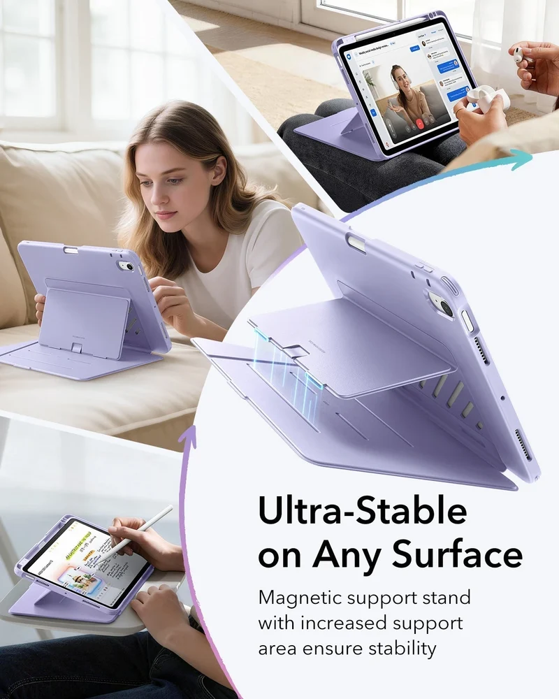 iPad Air 11" (M4) 2026 Bundle Flip Magnetic Case with Pencil Holder & Armorite® Paper-Feel Protection - Light Purple