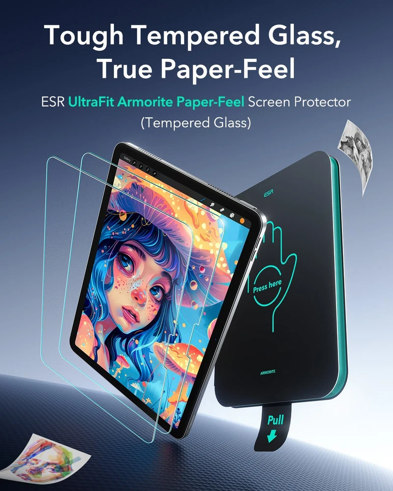 iPad Air 13" (M4) 2026 Bundle Shift Magnetic Case & Armorite® Paper-Feel Protection - Black